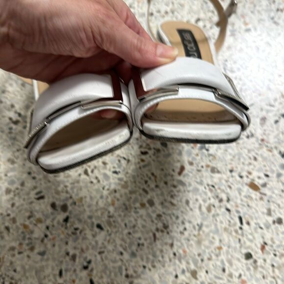 Sergio Rossi white silver block sandal prince heel 36 US 6 - Picture 9 of 11